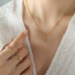 color: RP016-J Letter Gold Necklace 40+5cm