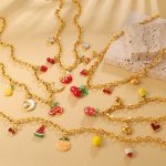 Fresh Sweet DIY Cherry Strawberry Fruit Series Pendant Necklace All-Match Clavicle Chain