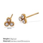 color: EH895WEG White Rhinestone Gold Stud Earrings