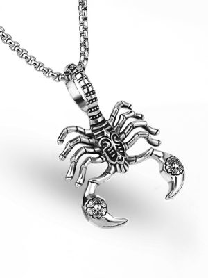 Spider Scorpion Skull Cross Pearl Chain Necklace Stainless Steel Vintage Pendant Ornaments