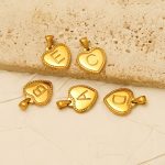 Stainless Steel Three-Dimensional Necklace Female with Hearts DIY Pendant 26 Letters Gold-Plated Glossy All-Match
