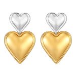 color: Small Heart Steel Big Heart Gold Earrings 1 Two-tone Gold MS-403