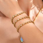 Super Shiny Starry round White Zircon Handmade Chain Stainless Steel Plated 18K Real Gold Luxury Elegant Jewelry