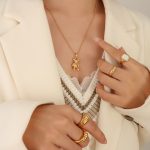 color: P586-Gold Bear Necklace -50+5cm