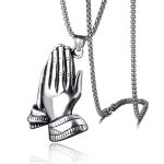 Ornament 18K Gold-Plated Buddha Hand Prayer Necklace Hip Hop Hiphop Pendant Men's Domineering Style