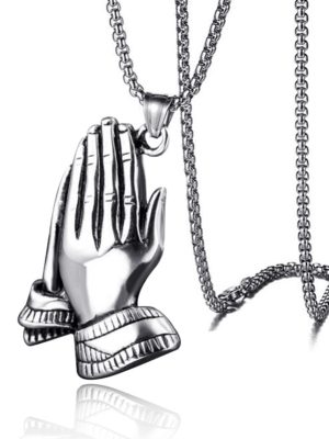Ornament 18K Gold-Plated Buddha Hand Prayer Necklace Hip Hop Hiphop Pendant Men's Domineering Style