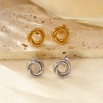 French Style Retro Elegant Simple Stainless Steel Flower Winding Cold Ear Ring Ins Geometric Ear Studs