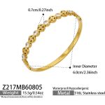 color: Z217-Cutout Flower Zircon Gold Bangle