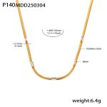 color: P140-Gold White Zircon Necklace 40+5cm