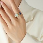 color: A418-Pea Green Square Open Ring / size: US 7