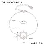 color: TXE161-Steel Color Sunflower Set with Zircon Bracelet