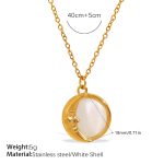 color: XL364WEG White Shell Gold Necklace