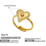 color: A666-Heart Shape Set with Zircon Gold Open Ring
