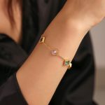 New Gold Love Square Zircon Bracelet Light Luxury Temperament Stainless Steel PVD Plated 18K Real Gold Bracelet