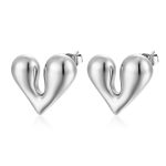 color: Cast Polished Heart Stud Earrings Steel Color MS-282