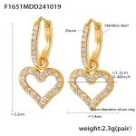 color: F1651-Gold Heart Set with Zircon Earrings