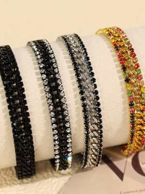 New Personalized Simple Stainless Steel Color Zircon Bracelet Women's All-Match Light Luxury Temperament Bracelet