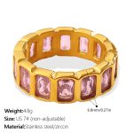 color: JZ172PKG7 Pink Zircon Square Ring