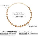 color: TXP130-Champagne Color Zircon Gold Necklace -31+12cm