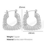 color: EH293 White Rhinestone Silver Earrings