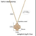 color: TXP311-Gold 5A Zircon Rotating Flower Necklace 41+5cm