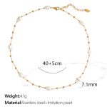 color: XL284 White Bead Gold Necklace