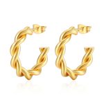 color: Two Wire Twist Twist C Shape Earrings -Gold MS-157