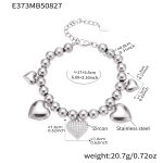 color: E373-Steel Color Heart Zircon Bracelet 17+5cm