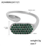 color: A244-Steel Color Emerald Zircon Ring / size: US 7