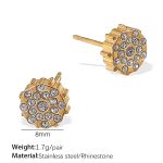color: EH891WEG White Rhinestone Gold Stud Earrings