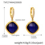 color: TXF274-Gold Blue Zircon Earrings