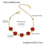 color: TXE513-Red Color Glass Stone Gold Bracelet 16.5+5cm