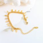 Thai Plaid Personality Simple Chain Leaves Tassel Bracelet Stainless Steel Material 18K Gold Plating All-Match Jewelry