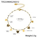 color: TXS224-Gold Heart Black Zircon Anklet