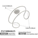 color: Z321-Sun Set with Zircon Steel Color Open Bangle