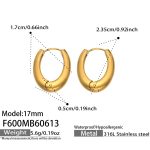 color: F600-Gold Earrings -Outer Diameter 17mm