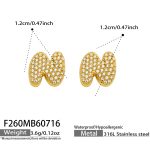 color: F260-Letter N Gold Earrings