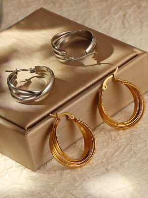 Stainless Steel Spiral Twisted Spherical Stitching Earrings Personality, Elegance and Simplicity Ins Trendy Earrings