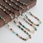 Bohemian Dopamine Colorful Natural Stone Beaded Freshwater Pearl Retro Temperament Necklace, Bracelet Set