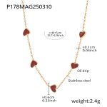 color: P178-Gold Heart Necklace 40+5cm