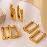Minimalist Geometry Rectangle Earrings Stainless Steel Plated 18K Kim Tong Qin All-Match Temperament Earrings Women