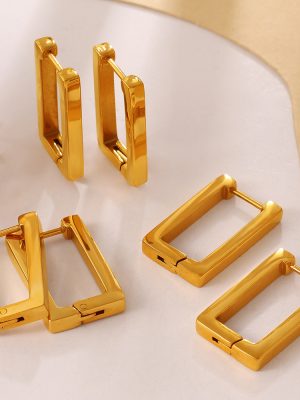 Minimalist Geometry Rectangle Earrings Stainless Steel Plated 18K Kim Tong Qin All-Match Temperament Earrings Women