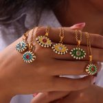 Simple Personality Hip Hop Devil's Eye Pendant Ornaments Weight Color Glaze Design Diamond-Embedded Stainless Steel Necklace