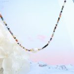 Tourmaline Colorful Natural Stone Beaded Freshwater Pearl Pendant Necklace Retro Ethnic Design Art Jewelry