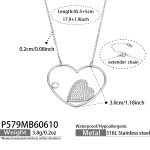color: P579-Steel Color Heart Zircon Necklace 45.5+5cm