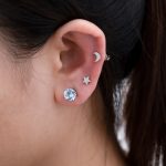 color: Five-pointed Star Crescent Stone Set Steel Color