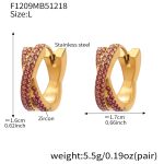 color: F1209-Pink Color Zircon Earrings -Large