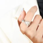 color: A017-Steel Color White Sea Shell Ring / size: US 7