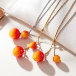Fresh Sweet Cherry Inlaid Zircon Sweater Chain Plated 18K Real Gold Drawable Necklace