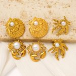 Light Luxury High-Grade Marine Stud Earrings Women's Non-Fading Stainless Steel 18K Gold Accessories
